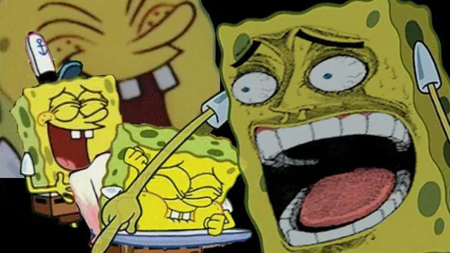Laughing SpongeBob meme card
