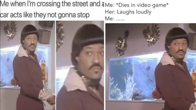 Laurence Fishburne Stare / Ike Turner Turning meme card