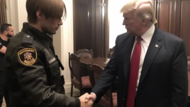 Leon Kennedy Meets Donald Trump meme card
