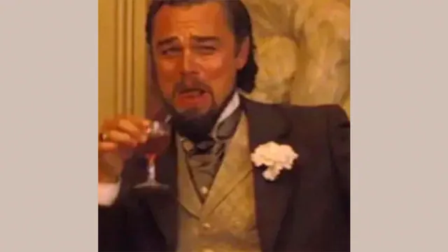 Leonardo DiCaprio Laughing meme card