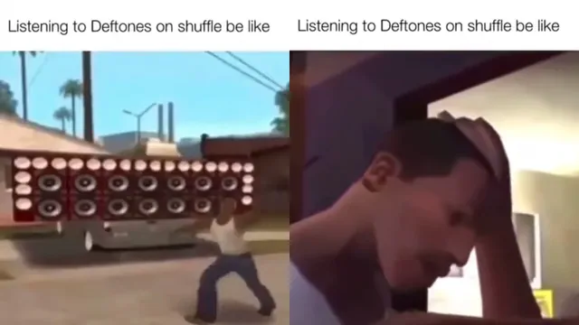 Listening to X on Shuffle Be Like meme card