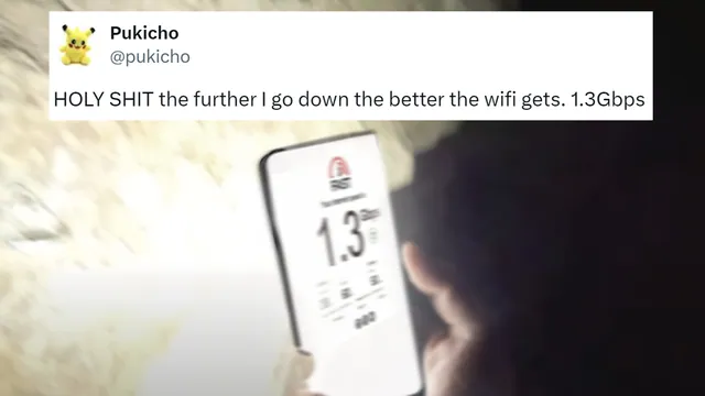 Lost In a Cave But the WiFi Is Amazing meme card