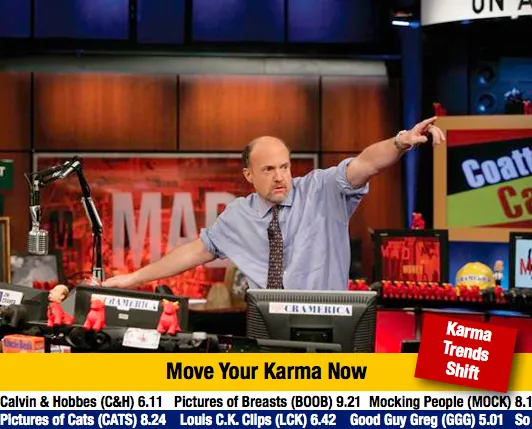 Mad Karma with Jim Cramer meme card