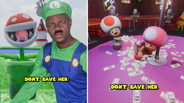 "Mario Don't Save Her" meme card