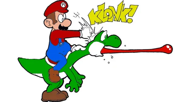 Mario Punching Yoshi meme card