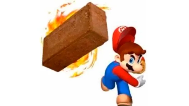 Mario Throwing a Brick meme card