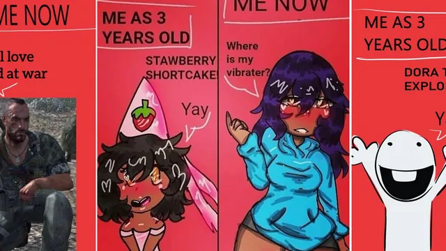 Carte meme Me As Three Years Old vs. Me Now