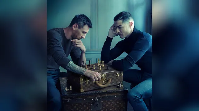 Carte meme Messi and Ronaldo Playing Chess