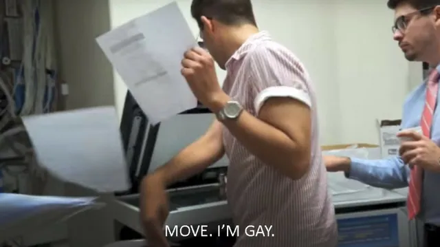 Move, I'm Gay meme card