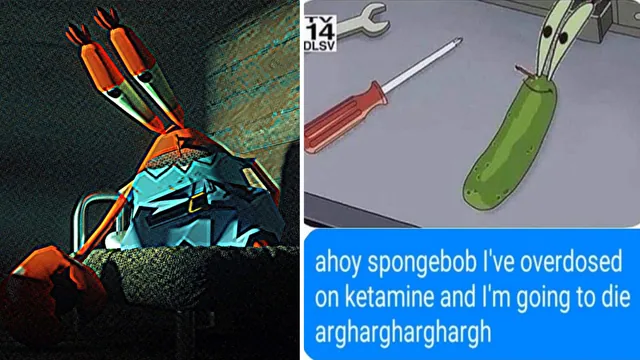 Mr. Krabs Overdoses on Ketamine meme card