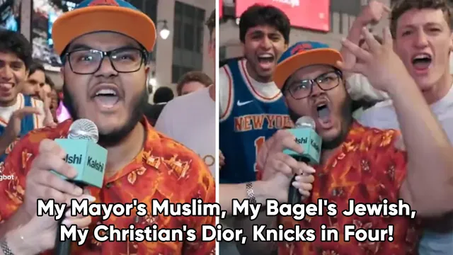 My Mayor Muslim, My Bagels Jewish, My Christian Dior, Knicks in Four meme card