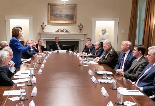 Nancy Pelosi Pointing at Donald Trump meme card