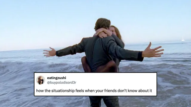 Carte meme Natalie Portman and Christian Bale "Situationship" Beach Scene