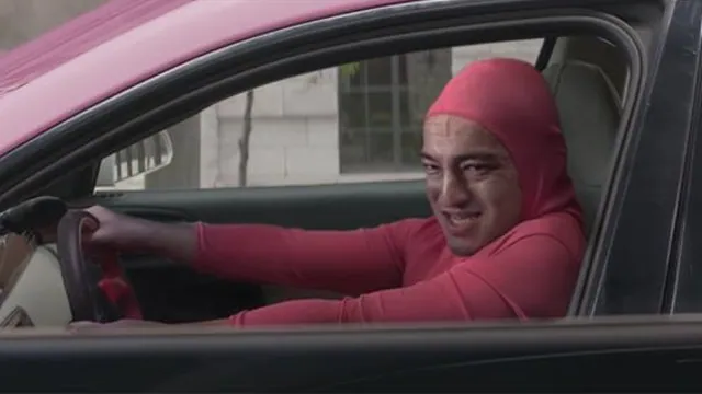 Nick Fury Looks at Pink Guy meme card