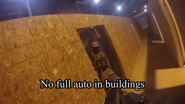 No Full Auto in Buildings meme card