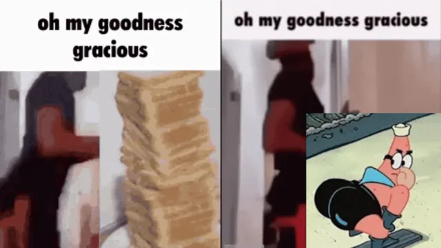 Oh My Goodness Gracious / JustJoOfficial Humping Wall meme card