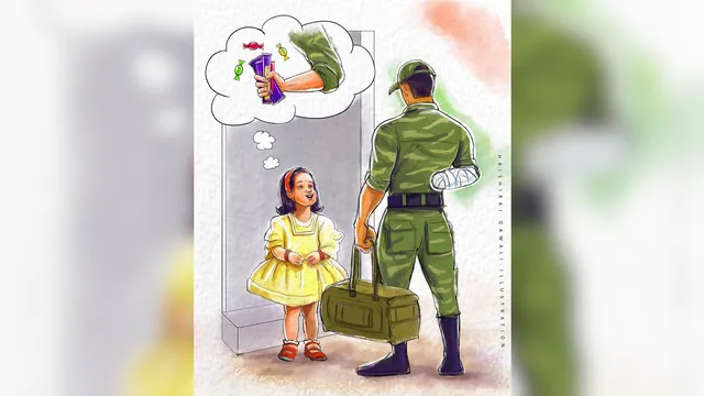 One-armed Soldier Returning Home meme card