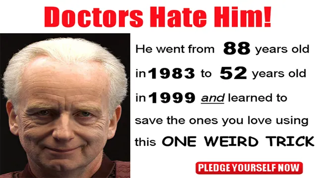 One Weird Trick / Doctors Hate Him meme card