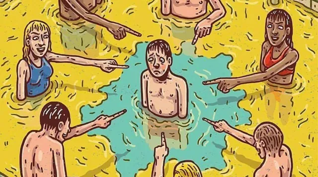 Carte meme Peeing, Laughing and Pointing In The Pool
