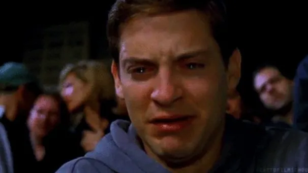 Peter Parker Crying meme card