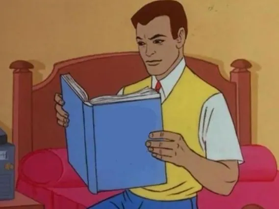 Peter Parker Reading a Book meme card