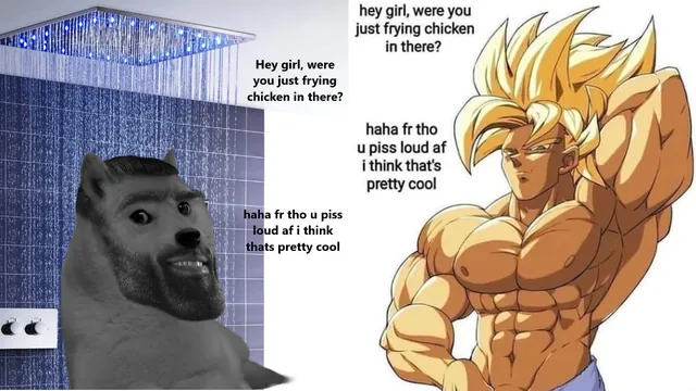 Piss Loud AF / Frying Chicken meme card