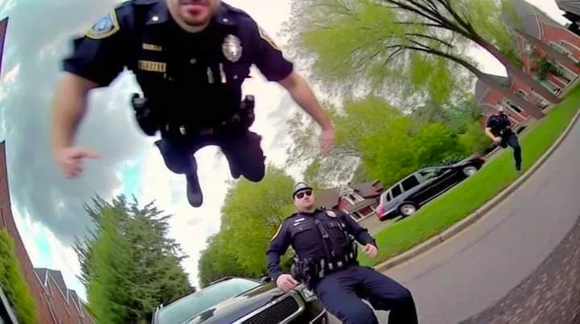 Police Officer Flying POV meme card