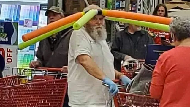 Pool Noodle Hat Guy meme card