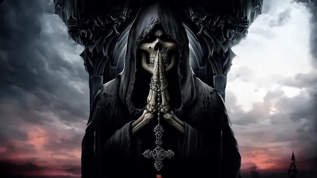 Praying Skeleton / Death Prayer / Grim Reaper Praying meme card