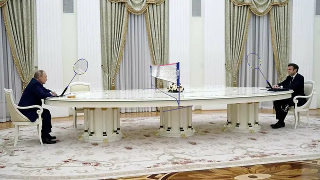 Putin's Long Table meme card