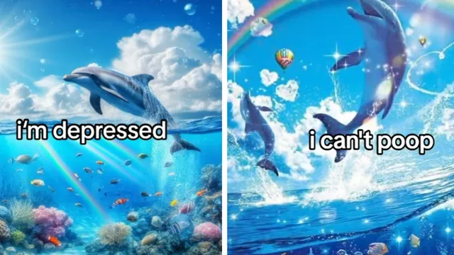 Carte meme Rainbow Dolphin