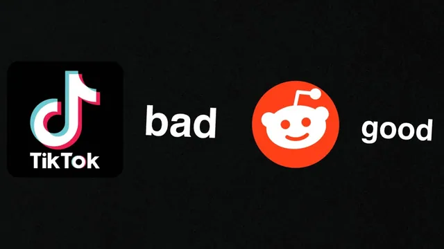 Reddit Good, TikTok Bad meme card
