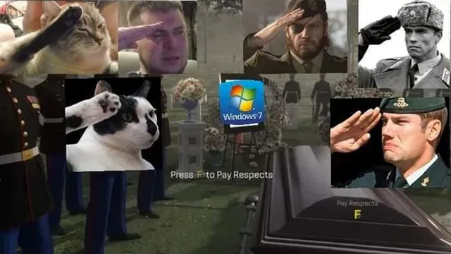 RIP Windows 7 meme card