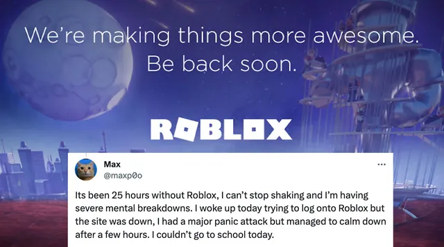 Roblox Down Copypasta meme card