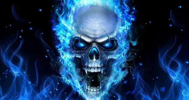 Carte meme Russian Blue Flaming Skull