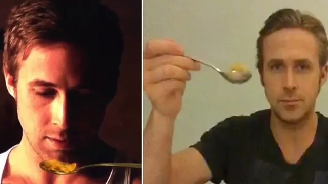 Ryan Gosling Won't Eat His Cereal meme card