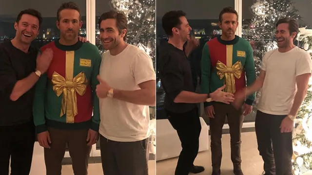 Carte meme Ryan Reynolds Between Hugh Jackman and Jake Gyllenhaal