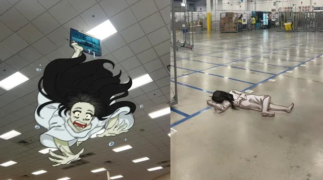 Sadako Ceiling TV Redraws meme card