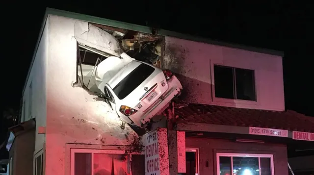 Santa Ana Second Floor Car Crash meme card
