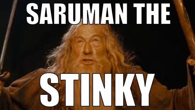Saruman the Stinky meme card