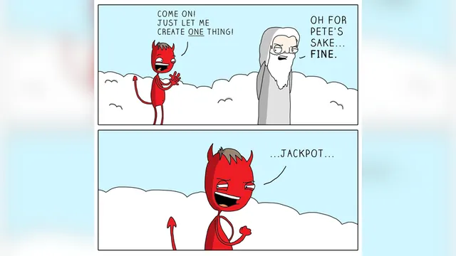 Satan's Creation meme card