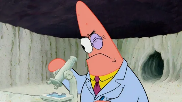 Scientist Patrick meme card