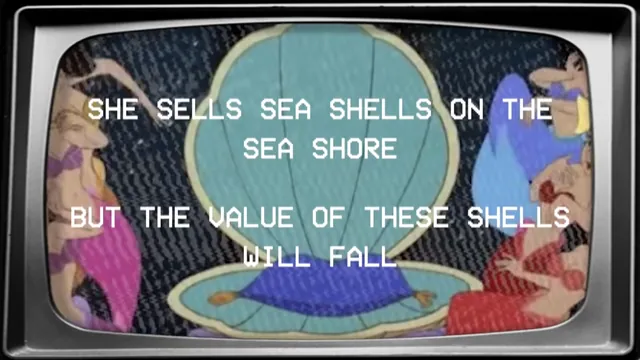 She Sells Seashells on the Sea Shore meme card