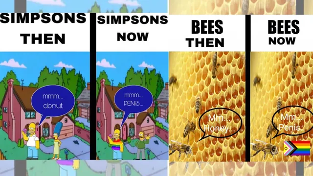 Simpsons Then vs. Simpsons Now / X Then vs. X Now meme card