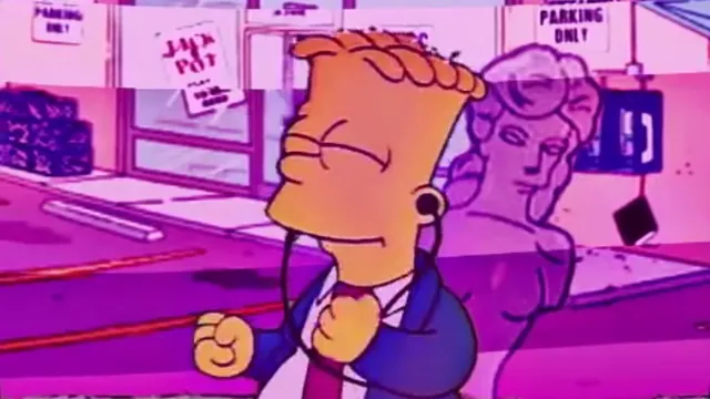Simpsonwave meme card