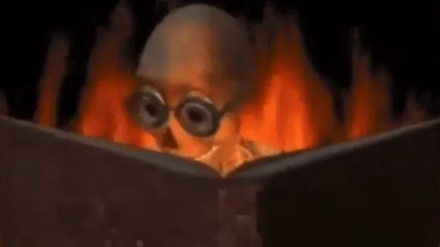 Skeleton Reading Book / Seemore Skinless Reading meme card