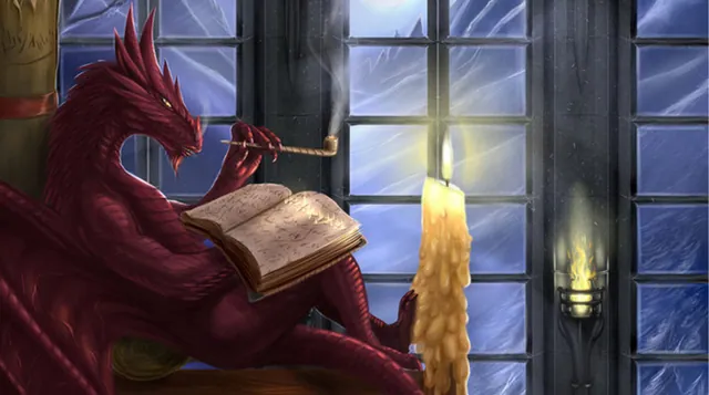 Smug Bookworm Dragon Roommate meme card