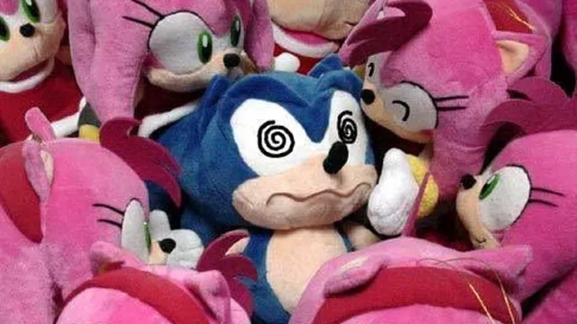 Sonic Surrounded by Amy Plush Dolls meme card