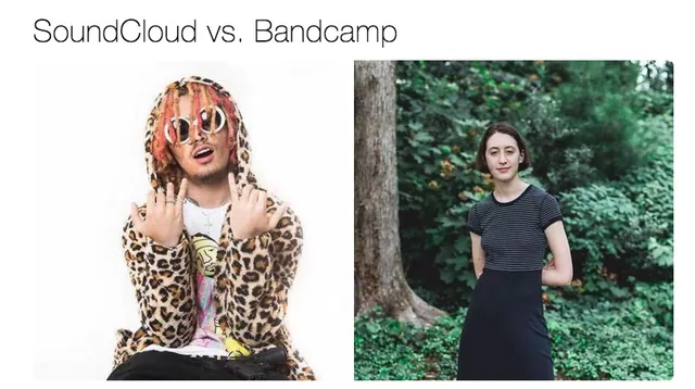 SoundCloud vs. Bandcamp meme card