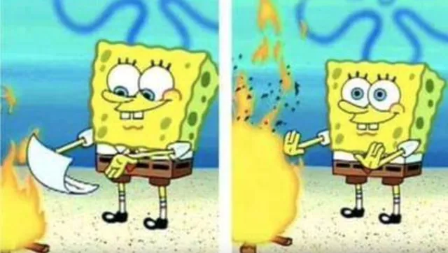 Carte meme SpongeBob Burning Paper